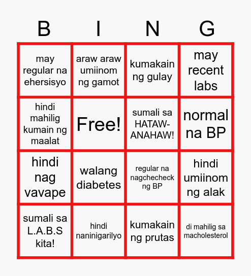 READY SET BINGO! Bingo Card
