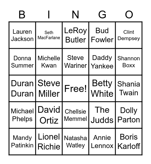 Hall of Famers 2022 Bingo Card