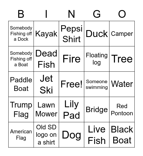 Green Lake Bingo Card
