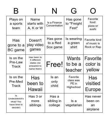 Social BINGO Card