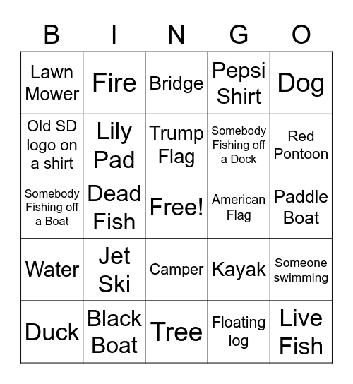 Green Lake Bingo Card
