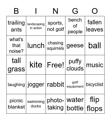 Park Bingo Card