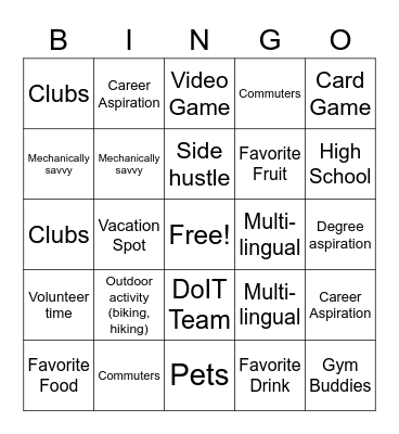 Student Leaders Bingo Card