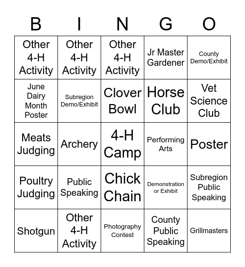 End of Year Party Bingo Card