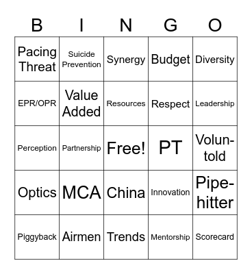 Commander's Call Bingo Card