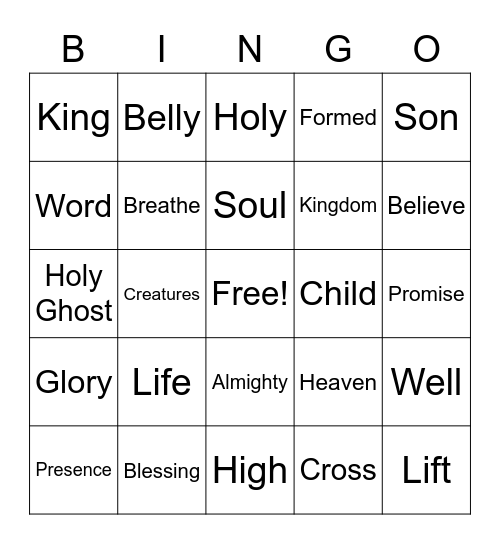 August 21 Worship Bingo (Listen for worship words and mark them) No prizes - just for fun Bingo Card