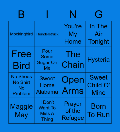 Music Bingo Card