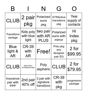 SALES ASSOCIATE BINGO :) Bingo Card