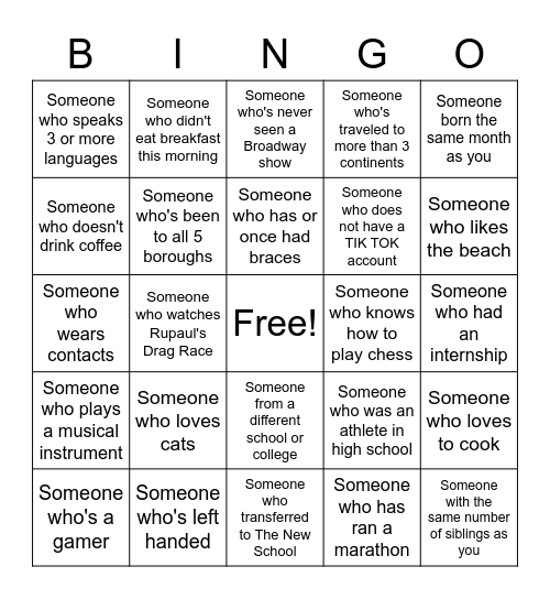 RA BINGO Card