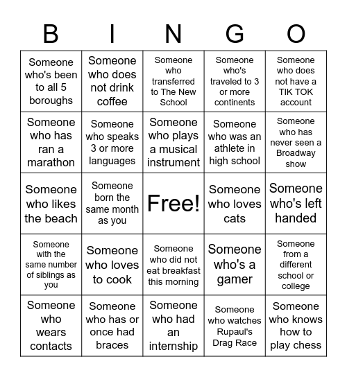 RA Bingo Card