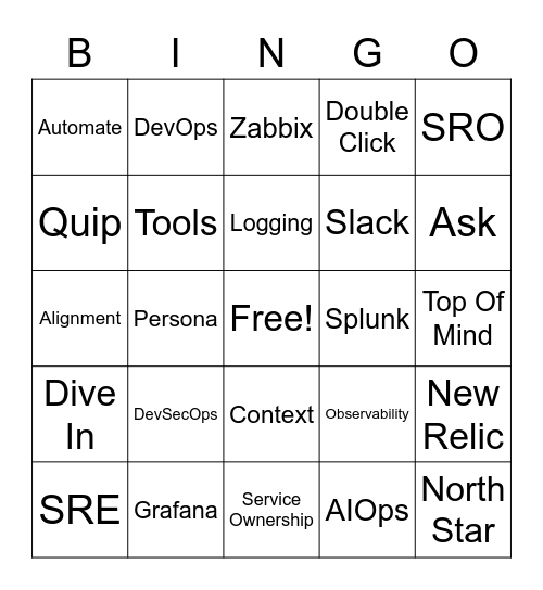 SR Bingo Card