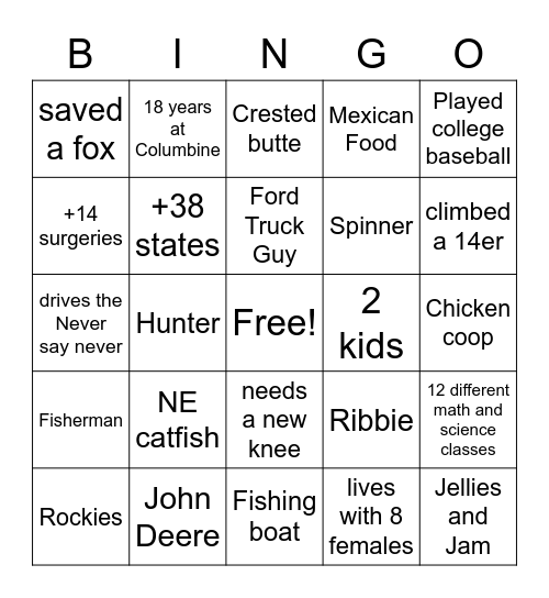 Teacher Mr. R  Bingo Card