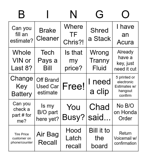 In - Already have a key, just need it cut / Out - Cheaper Online Bingo Card