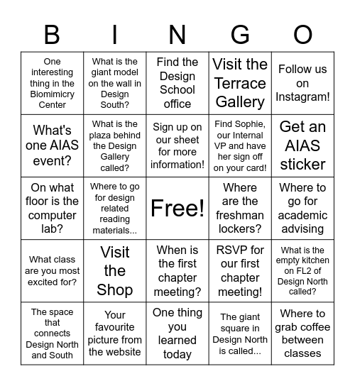 AIAS Bingo! Bingo Card