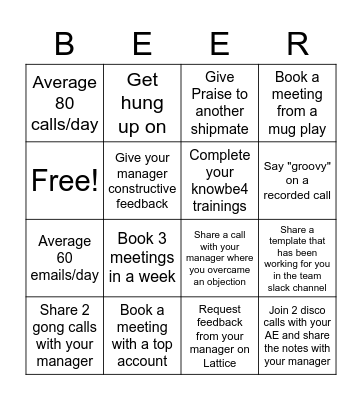 Summer Friday Bingo Card