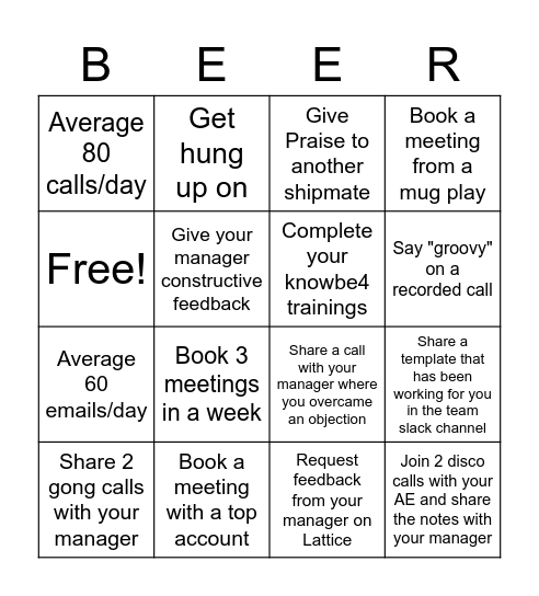 Summer Friday Bingo Card