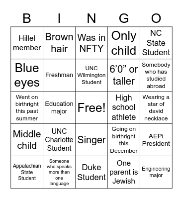 Apple Gala Bingo Card