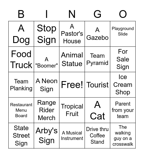 OneWay Photo Scavenger Hunt Bingo Card