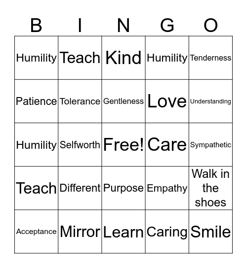 Compassion Bingo Card