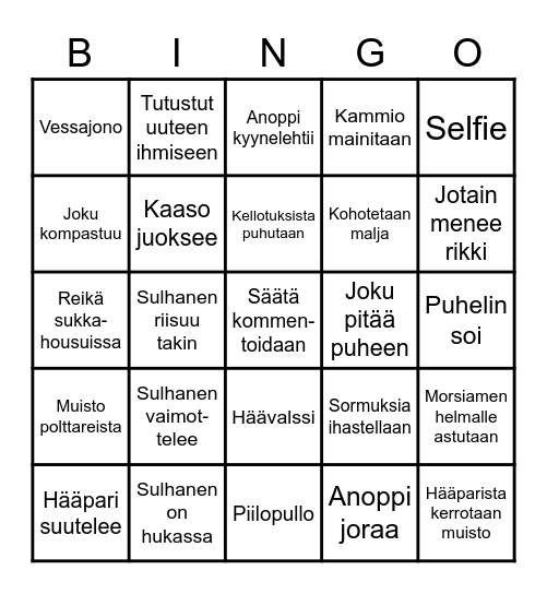 Hääbingo 20.8.2022 Bingo Card