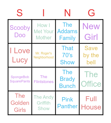 TV Themes Bingo Card