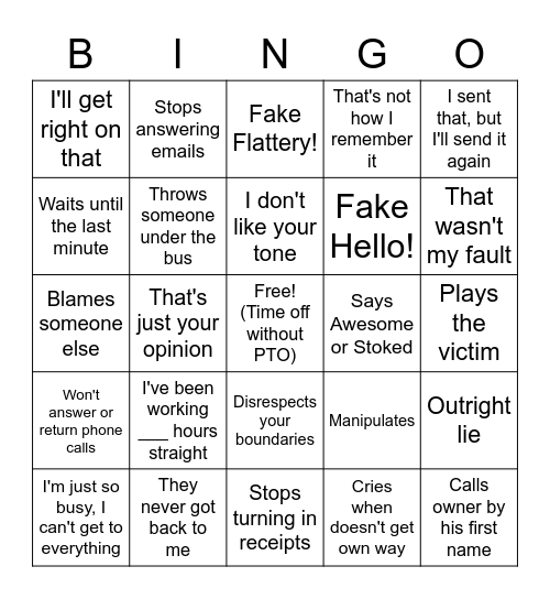 KM Bingo Card