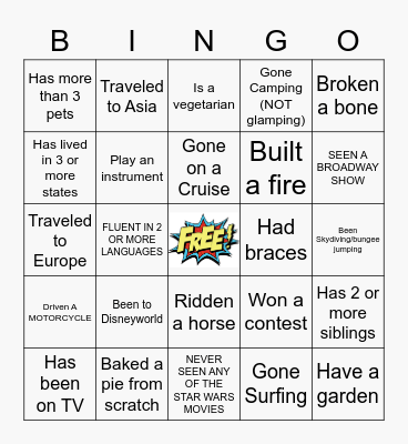 Steve's Crew 8/19 #1 Bingo Card