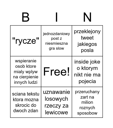 wiktoria i julek Bingo Card