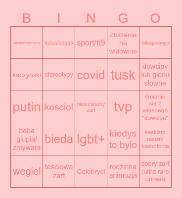 kabaret Bingo Card