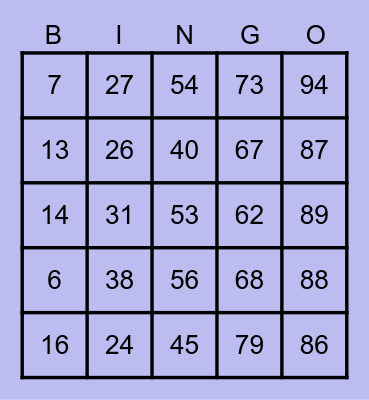 NUMEROS 0-100 Bingo Card