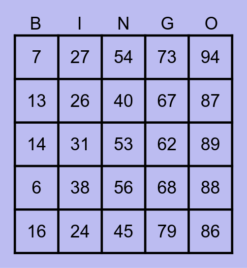 NUMEROS 0-100 Bingo Card