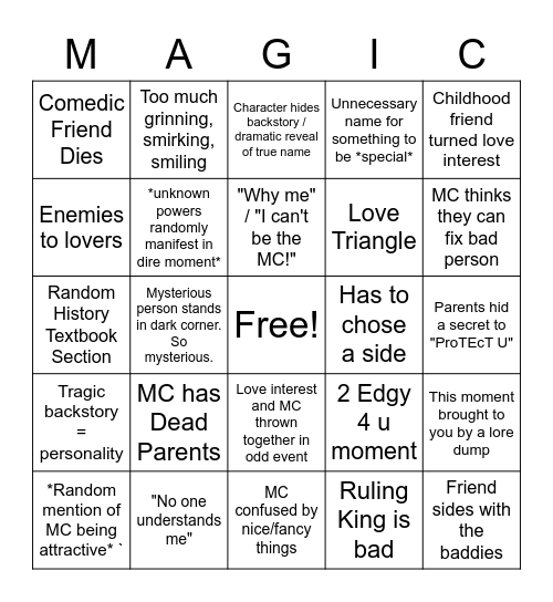 Fantasy Bingo Card