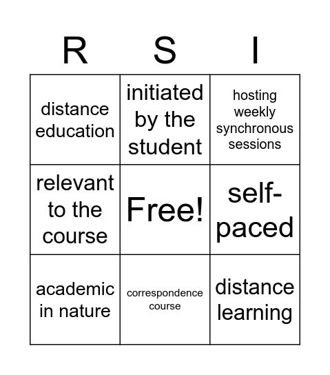 RSI BINGO Card