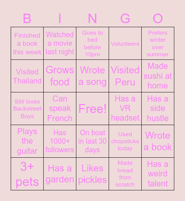 CHC Bingo Card