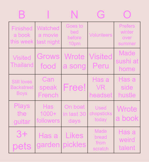 CHC Bingo Card