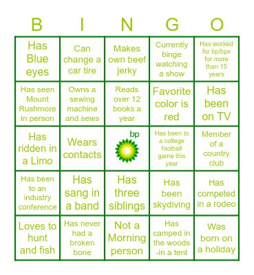 BPX Backyard BQQ Bingo Questionnaire Bingo Card