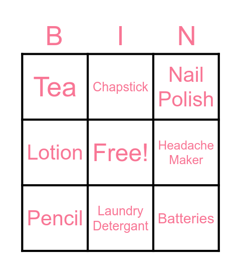 Summertime Bingo Card
