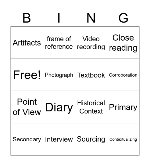 Unit 1 Social Studies Bingo Card