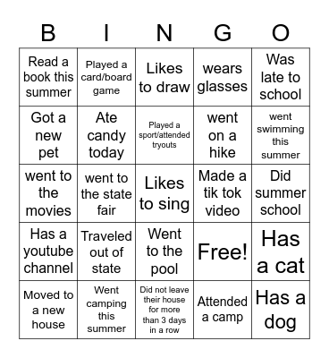 Untitled Bingo Card