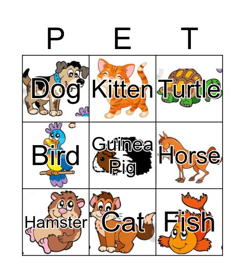 Pet Bingo Card