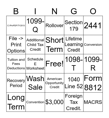 Week 3 ProSeries Review Bingo Card
