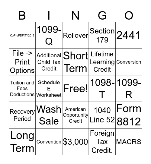 Week 3 ProSeries Review Bingo Card