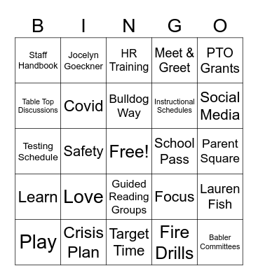 Back To School Babler Bingo! Bingo Card