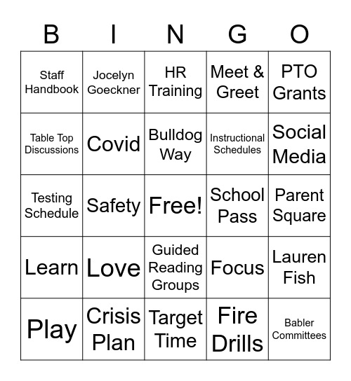 Back To School Babler Bingo! Bingo Card