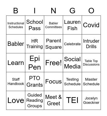 Back To School Babler Bingo! Bingo Card