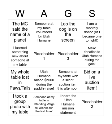 Bingo TEST 5 Bingo Card