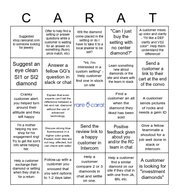 Rare Carat Bingo - September Edition Bingo Card