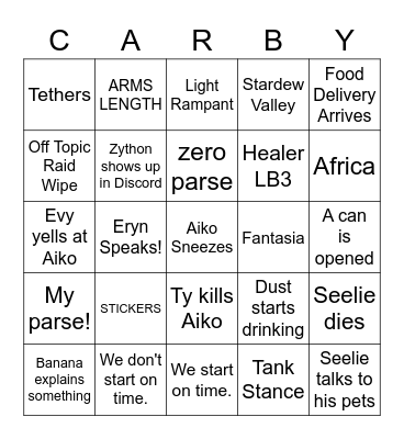 Raid time with Aiko! Bingo Card