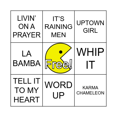 80'S PARTY Bingo Card