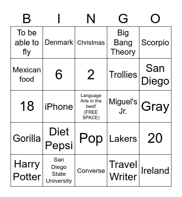 Get to Know Your Teacher Bingo Card